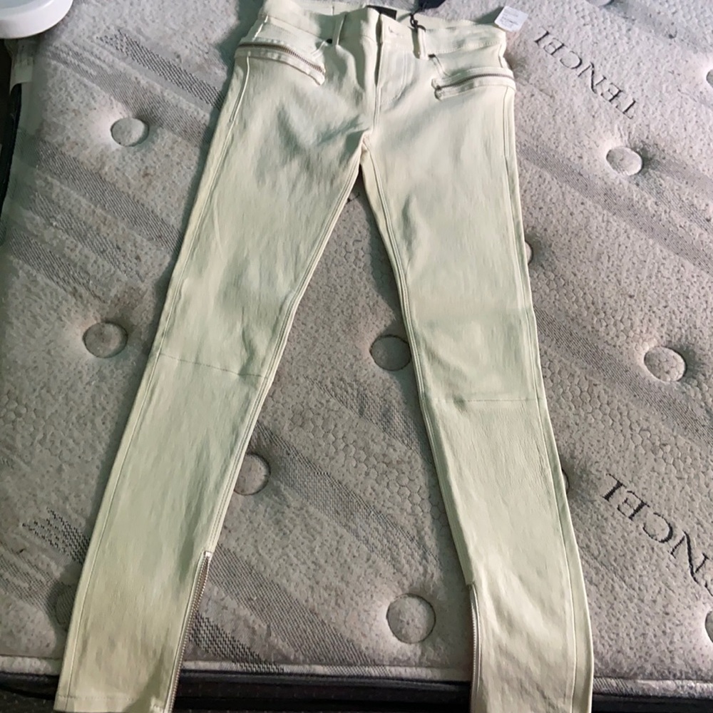 Woman’s 100% Real Leather White Pants